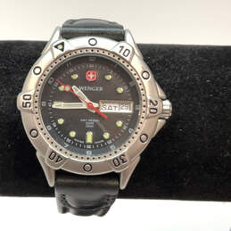 Designer Wenger Stainless Steel Black Round Dial Quartz Analog Wristwatch