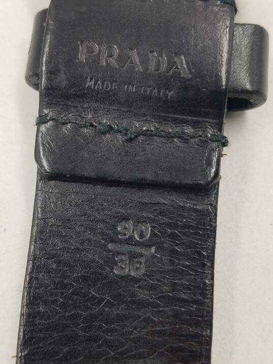 Authentic Prada Brown Whip Stitch Belt Men's 36 image number 6