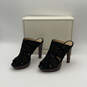 Womens Galinaa Black Suede Open Toe Slip-On Platform Heels Size US 7 M image number 3