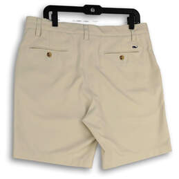 Mens Beige Flat Front Slash Pocket Regular Fit Classic Chino Shorts Size 34 alternative image