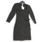 NWT Anne Klein Womens Black Surplice Neck Long Sleeve Tie-Waist Wrap Dress Sz S image number 1