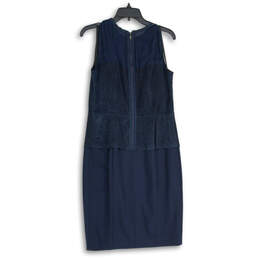 NWT Womens Blue Sleeveless Back Zip Cut Out Peplum Sheath Dress Size 10 alternative image