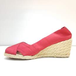 Lauren By Ralph Lauren Cecilia Red Fabric Espadrille Wedge Sandal Shoes Size 8 B alternative image