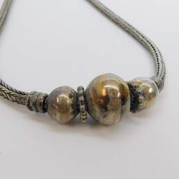 Bali Sterling Silver Wheat Chain Ball Bead Necklace 59.2g alternative image