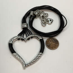 Designer Brighton Silver-Tone Leather Cord Heart Shape Pendant Necklace alternative image