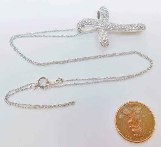 925 1.09 CTTW Diamond Cross Pendant Necklace 6.1g image number 5