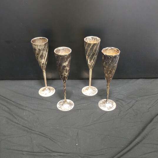 Bundle Of 4 E.P.N.S Brass and Silver Champagne Flutes image number 1