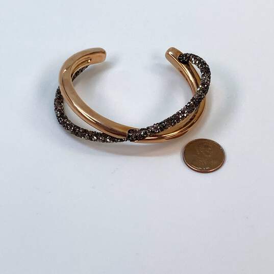 Designer Swarovski Rose Gold Crystaldust Cross Fashionable Cuff Bracelet image number 3