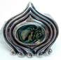 MMA Mexico 925 Modernist Abalone Shell Puffed Pointed Scrolled Pendant Brooch image number 1