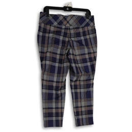 NWT Womens Blue Gray Plaid Pixie Knitted Pull-On Ankle Pant Size 00