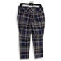 NWT Womens Blue Gray Plaid Pixie Knitted Pull-On Ankle Pant Size 00 image number 1