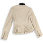 Womens Gray Long Sleeve Collarless Ruffle Full-Zip Jacket Size 4 image number 2