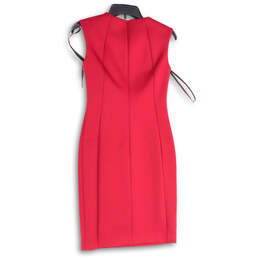 Womens Burgundy Chain Neck Sleeveless Back Zip Sheath Dress Size 2 alternative image