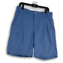 Mens Blue Flat Front Slash Pocket Low Rise Fishing Cargo Shorts Size 34/10