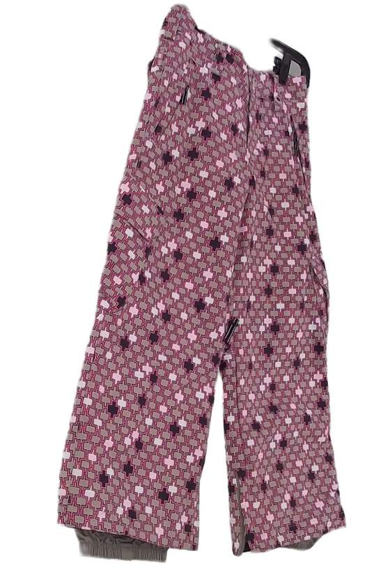 Girls Multicolor Geometric Pockets Tapered Leg Snowboard Pants Size 7/8 M image number 2