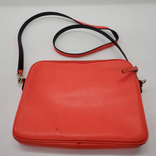 Kate Spade Coral Orange Leather Padded Tablet Crossbody Bag image number 4