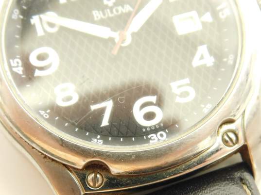 Men's Retro Bulova C899188 Black & White Analog Quartz Watch image number 8