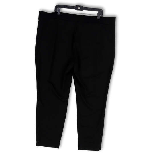 Womens Black Elastic Waist Flat Front Stretch Pull-On Ankle Pants Size 22W image number 2