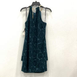 NWT Womens Blue Floral Velvet Halter Neck Sleeveless A-Line Dress Size 8 alternative image