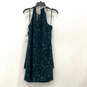 NWT Womens Blue Floral Velvet Halter Neck Sleeveless A-Line Dress Size 8 image number 2