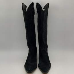 NWT Zara Womens Black Suede Mid Calf Cowgirl Western Dress Boots Size EU 39