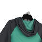 Womens Green Gray Long Sleeve Kangaroo Pocket Pullover Hoodie Size M image number 4