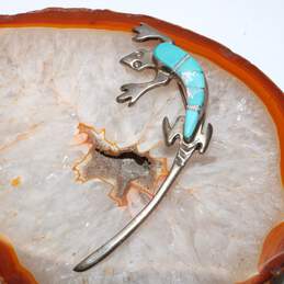Artisan M Sterling Silver Faux Opal And Turquoise Lizard Brooch - 9.5g alternative image
