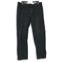Mens Black Flat Front Slash Pocket Straight Leg Chino Pants Size 34x32