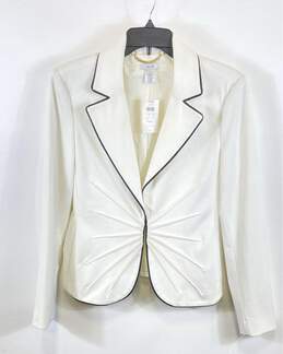 NWT Cache Womens Ivory Long Sleeve Notch Collar Formal Blazer Jacket Size 6