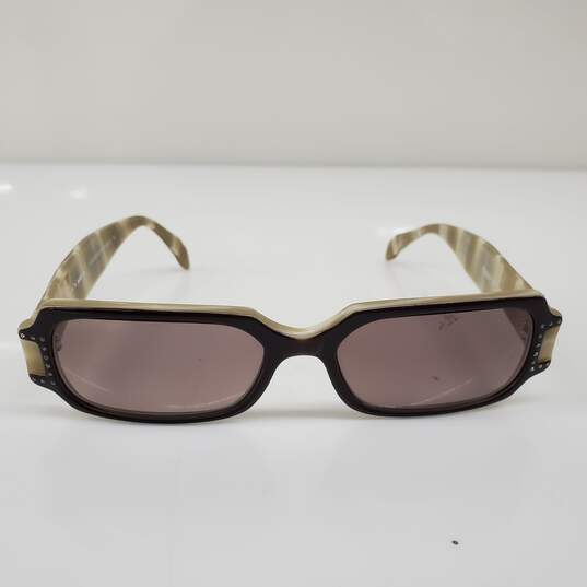 Harry Lary's Paris 'Toxxxy' Rhinestone Accent Rectangular Brown Multi Sunglasses image number 1