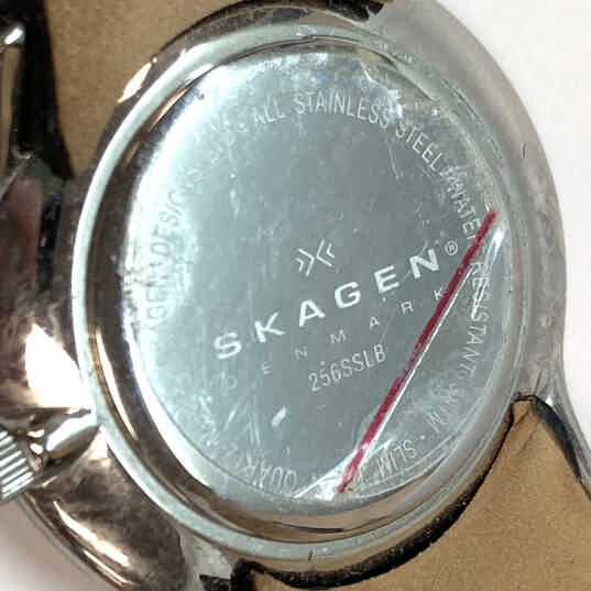 Designer Skagen 256SSLB Black Round Dial Leather Strap Analog Wristwatch image number 4