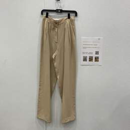Giorgio Armani Womens Tan Pleated Slash Pocket Dress Pants Size 8 With COA