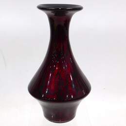 Vintage Tiffany Hand Blown Red Glitter Art Glass 11 Inch Vase