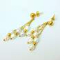 14K Yellow Gold Pearl Dangle Earrings 2.5g image number 4