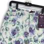 NWT Womens Blue White Floral Classic Fit Flat Front Capri Pants Size 16 image number 3