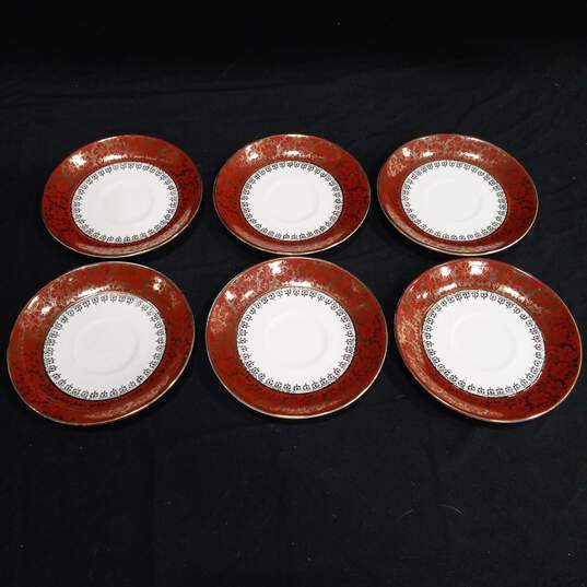 Set of 6 Vintage Royal China Saucers with 22 Kt. Gold image number 1