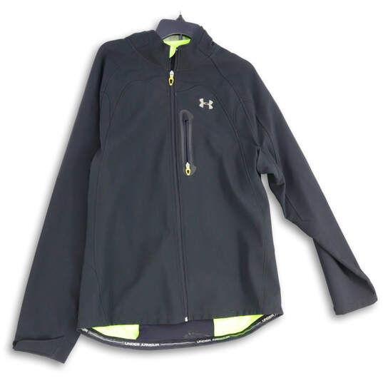 Mens Black Mock Neck Long Sleeve Full-Zip Track Jacket Size XL image number 1