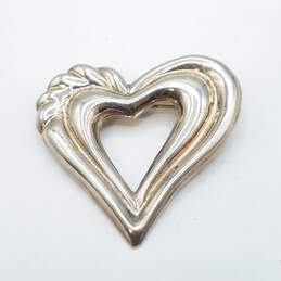 Sterling Silver Open Heart Brooch 9.7g