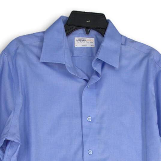 NWT Lorenzo Uomo Mens Blue Long Sleeve Spread Collar Dress Shirt Sz 16 (32/33) image number 3