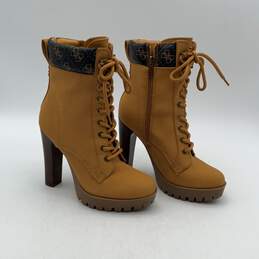 Guess Womens Tetia2 Yellow Brown Leather Block Heel Size Zip Ankle Booties Sz 7M alternative image