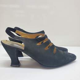 Vintage Nordstrom Black Suede Point Kitten Heel Slingback Shoes EU 39.5 Women 9