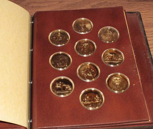 Vintage The Greatest Art of the American West Complete Collection, 24kt Gold Plated Bronze Coins image number 4