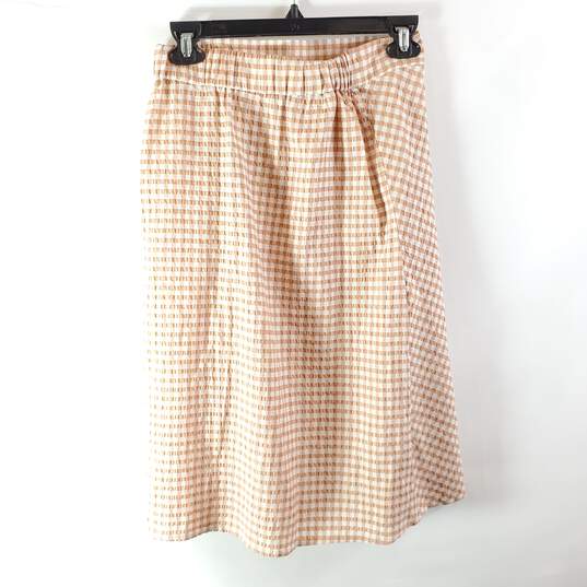 Loft Women Brown/White Gingnam Skirt Sz 2P NWT image number 5