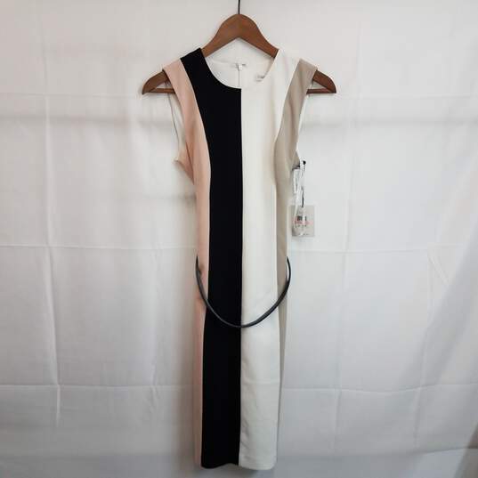 Calvin Klein striped colorblock dress with belt 2 nwt image number 1