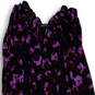 Womens Black Floral Sleeveless Halter Neck Back Tie Pleated Blouse Top Sz XL image number 4