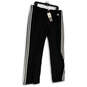 NWT Womens Black White Striped Elastic Waist Straight Leg Track Pants Sz XL image number 1