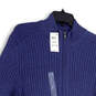 NWT Mens Blue Long Sleeve Mock Neck Knitted Full-Zip Sweater Size Large image number 3