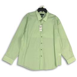 NWT Alfani Mens Green Chevron Long Sleeve Slim Fit Button-Up Shirt Size XXL