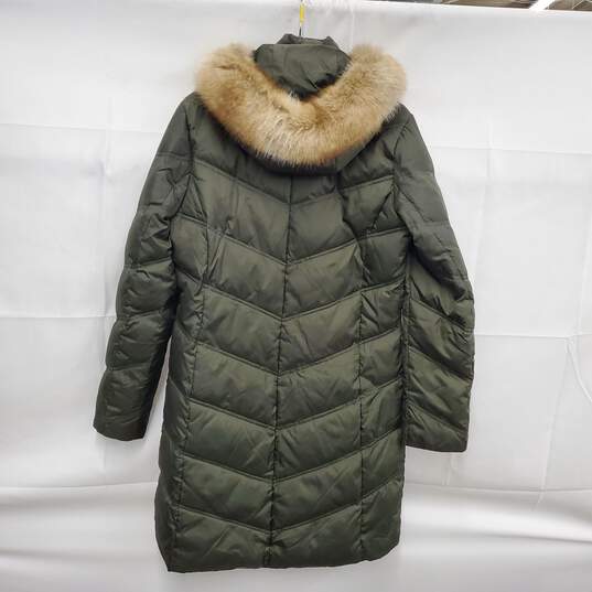 Michael Kors WM's Green Button & Zipper Faux Fur Hood Parka Size XS image number 2