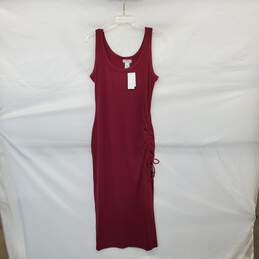 L * Space Burgundy Ribbed Knit Sleeveless Maxi Dress WM Size XL NWT